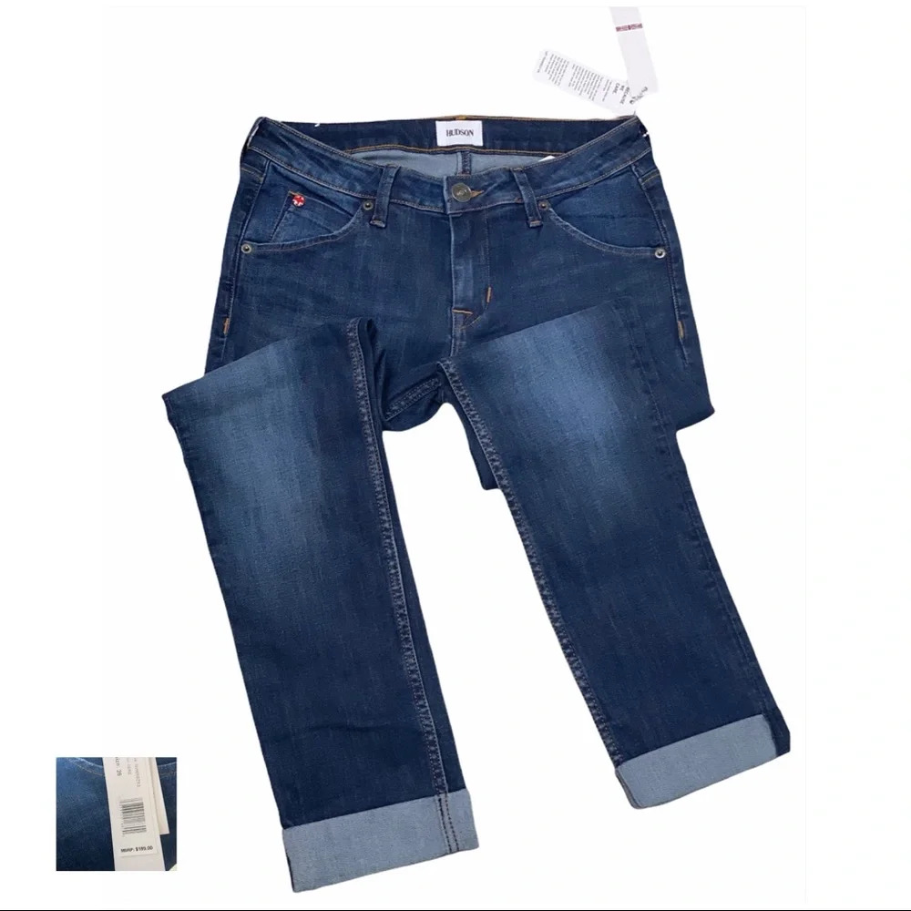 Hudson NWT Bacara Sere Crop Straight Cuffed Jeans